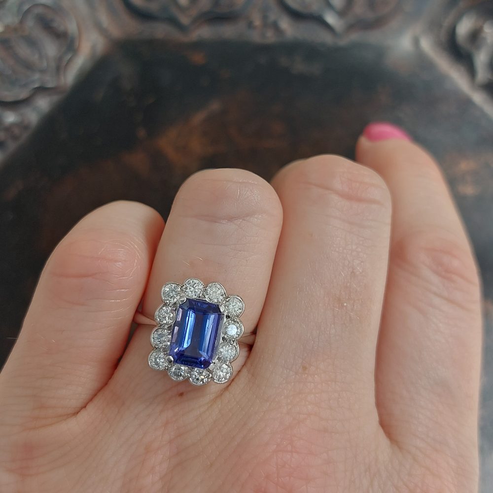 Tanzanite and Diamond Floral Cluster Ring, 2.70 carats