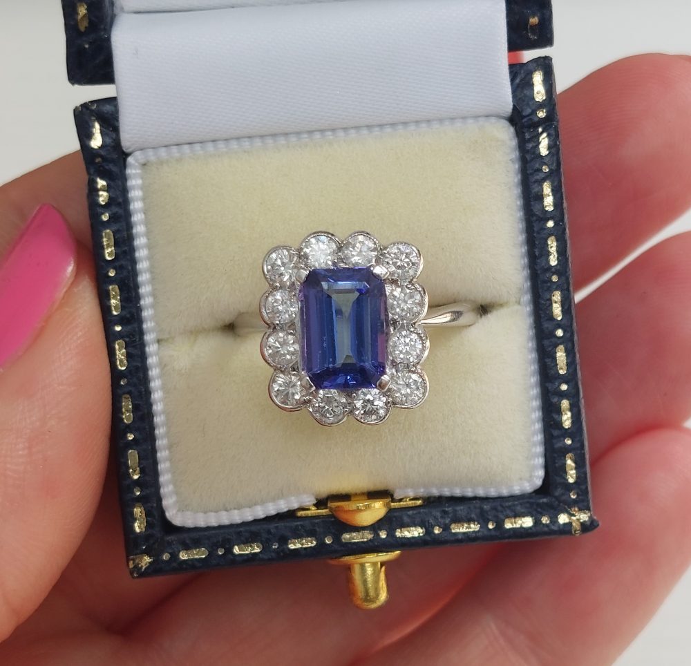 Tanzanite and Diamond Floral Cluster Ring, 2.70 carats