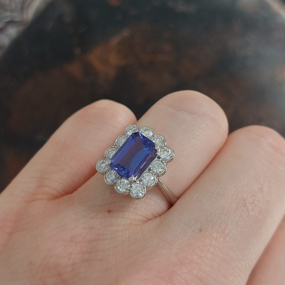 Tanzanite and Diamond Floral Cluster Ring, 2.70 carats