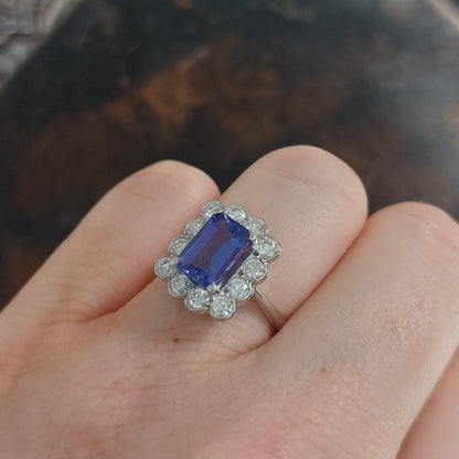 Tanzanite and Diamond Floral Cluster Ring, 2.70 carats