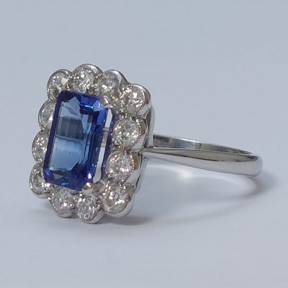 Tanzanite and Diamond Floral Cluster Ring, 2.70 carats