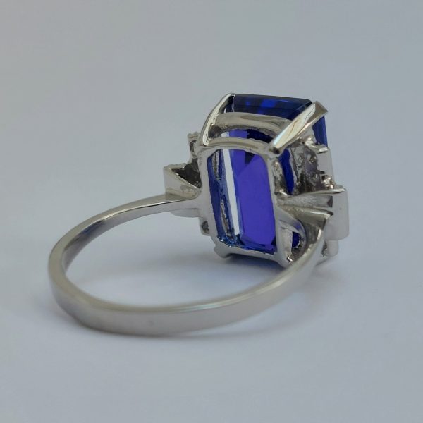 Art Deco Style 8.20ct Tanzanite and Diamond Ring