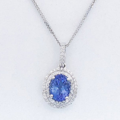 Oval Tanzanite and Diamond Double Cluster Pendant