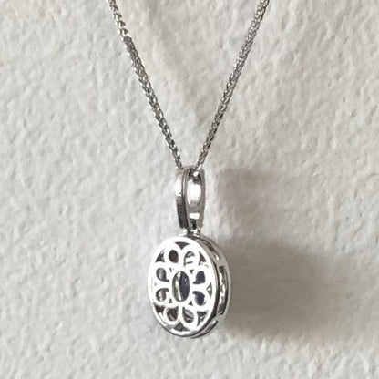 Oval Tanzanite and Diamond Double Cluster Pendant in 14ct White Gold