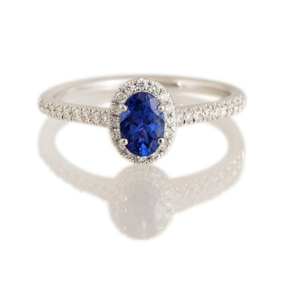 Oval Tanzanite and Diamond Cluster Ring