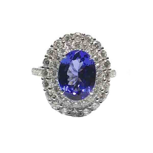 Tanzanite diamond cluster ring