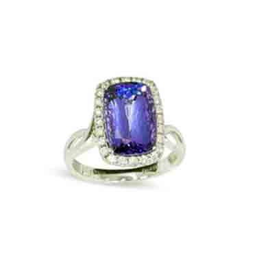 Tanzanite and Diamond Halo Dress Ring, 5.60 carats