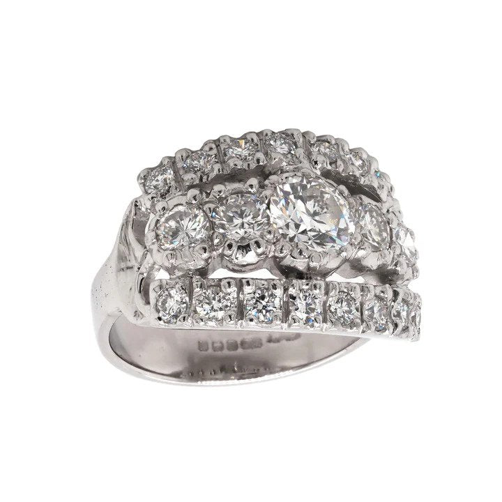 Three Row Diamond Dress Ring, 1.74 carat total