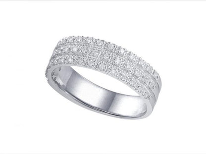 Three Row Pavé Diamond Half Eternity Ring, 0.23cts, 18ct White Gold