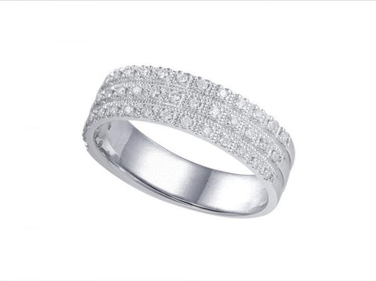 Three Row Pavé Diamond Half Eternity Ring, 0.23cts, 18ct White Gold