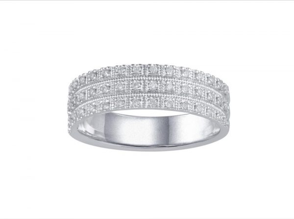 Three Row Pavé Diamond Half Eternity Ring, 0.23cts, 18ct White Gold
