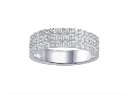 Three Row Pavé Diamond Half Eternity Ring, 0.23cts, 18ct White Gold