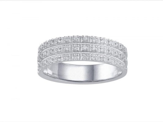 Three Row Pavé Diamond Half Eternity Ring, 0.23cts, 18ct White Gold