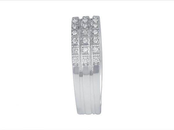 Three Row Pavé Diamond Half Eternity Ring, 0.23cts, 18ct White Gold