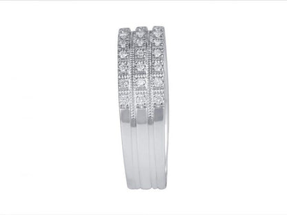 Three Row Pavé Diamond Half Eternity Ring, 0.23cts, 18ct White Gold
