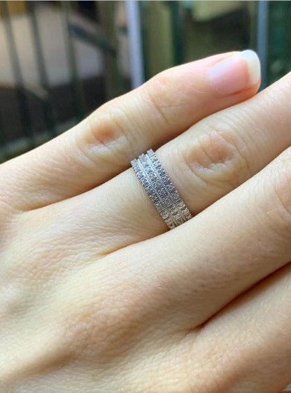 Three Row Pavé Diamond Half Eternity Ring, 0.23cts, 18ct White Gold