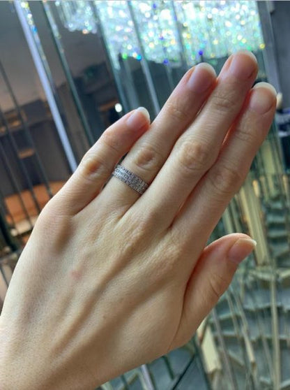 Three Row Pavé Diamond Half Eternity Ring, 0.23cts, 18ct White Gold