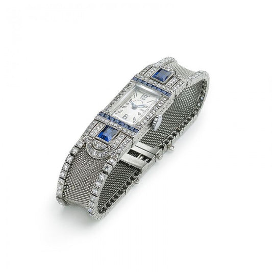 Tiffany Art Deco Diamond Sapphire Cocktail Watch