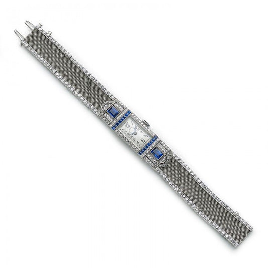 Tiffany Art Deco Diamond Sapphire Cocktail Watch