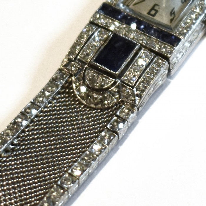 Tiffany Art Deco Diamond Sapphire Cocktail Watch