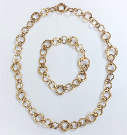 Tiffany & Co Circle Link 18ct Gold Necklace and Bracelet Set