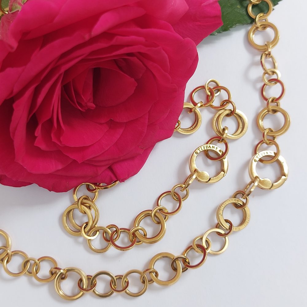 Tiffany & Co Circle Link 18ct Gold Necklace and Bracelet Set