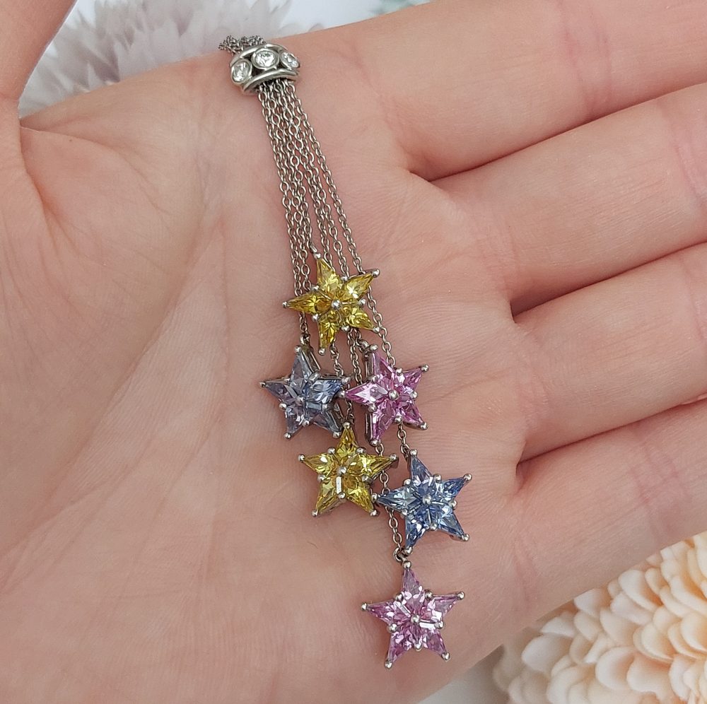 Tiffany & Co Multi Sapphire Star and Diamond Pendant Necklace