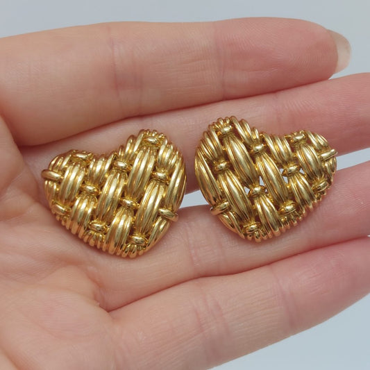 Tiffany and Co 18ct Yellow Gold Heart Earrings