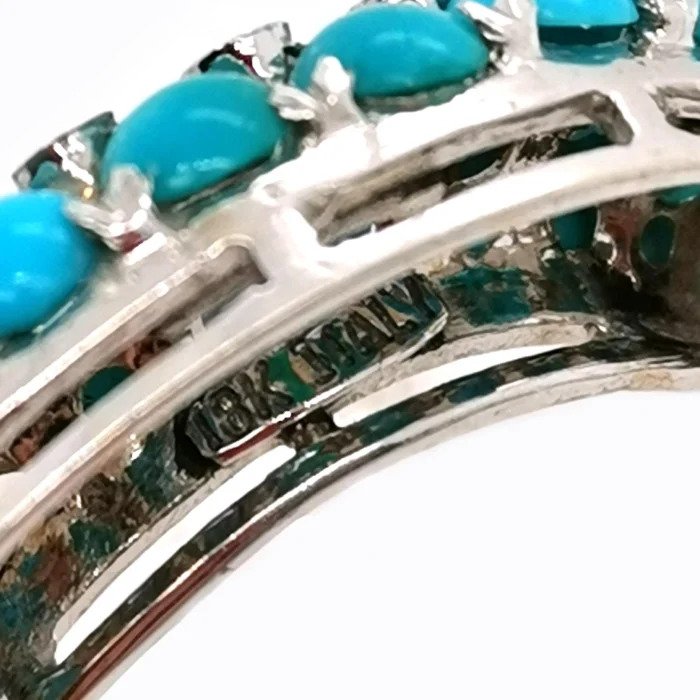 Tiffany and Co Turquoise and Diamond Crescent Brooch