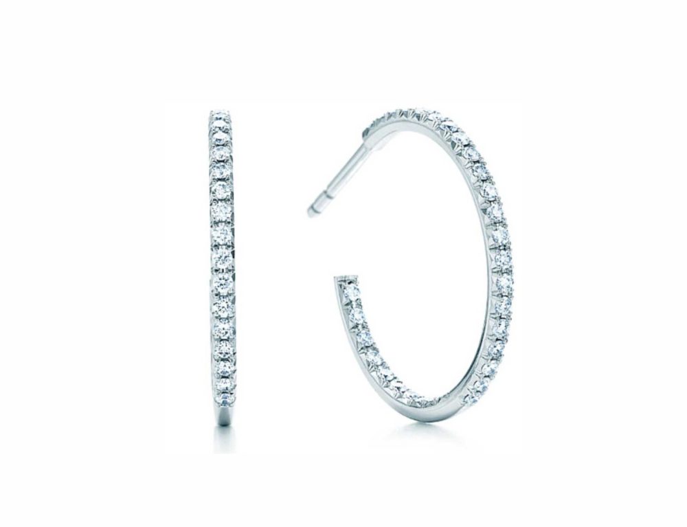 Tiffany and co diamond hoops earrings