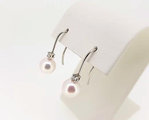 Tiffany Style Akoya Pearl and Diamond Drop Earrings, 18ct White Gold