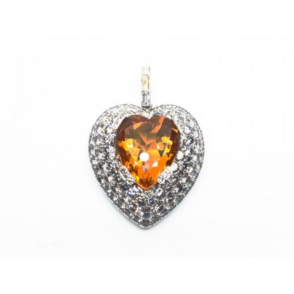 Topaz Diamond Gold Heart Pendant