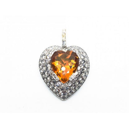 Topaz Diamond Gold Heart Pendant