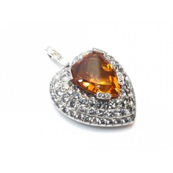 Topaz Diamond Gold Heart Pendant