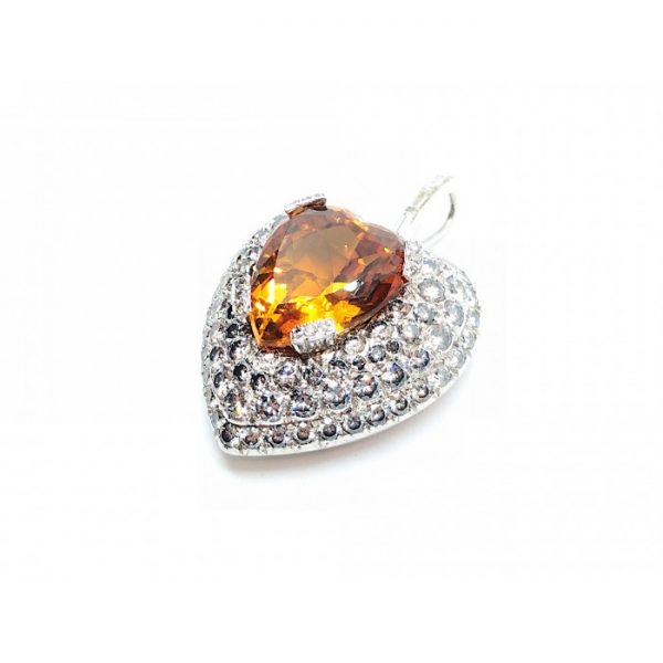 Topaz Diamond Gold Heart Pendant