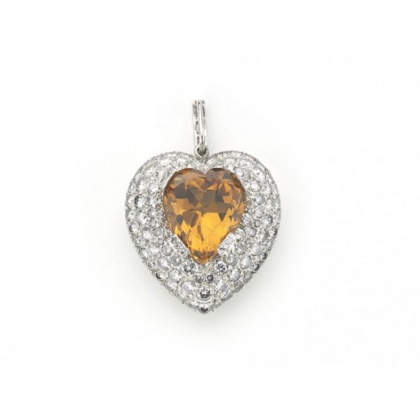 Topaz Diamond Gold Heart Pendant
