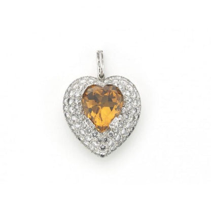 Topaz Diamond Gold Heart Pendant