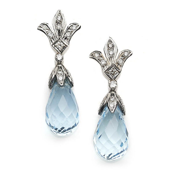 Topaz and Diamond Drop Earrings