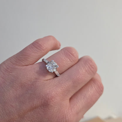 Antique Art Deco Single Stone Old Mine Cushion Diamond Engagement Ring, 2.20cts