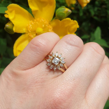Vintage Trap and Marquise Cut Diamond Cluster Ring