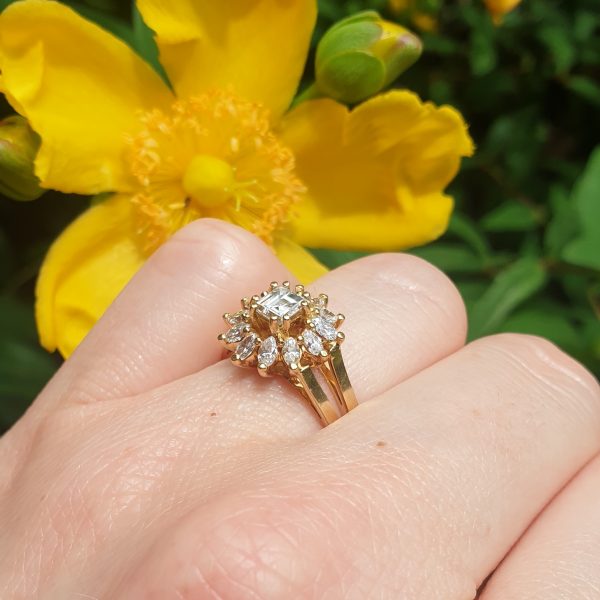 Vintage Trap and Marquise Cut Diamond Cluster Ring