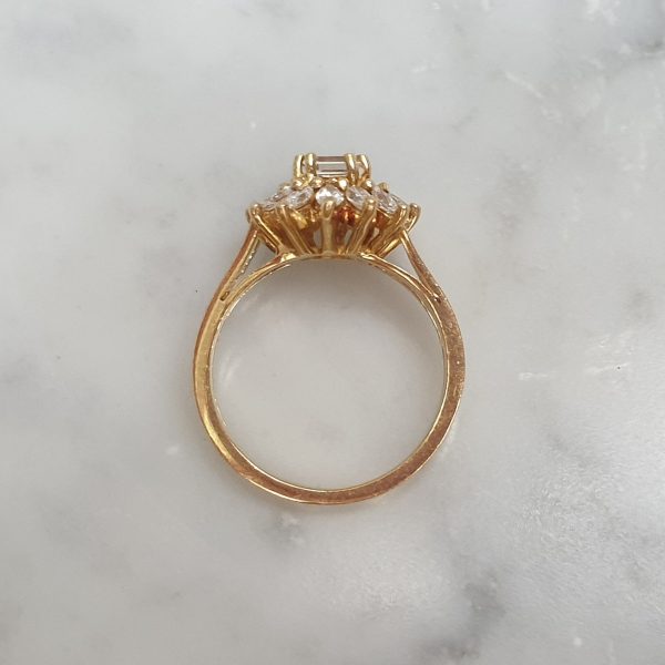 Vintage Trap and Marquise Cut Diamond Cluster Ring