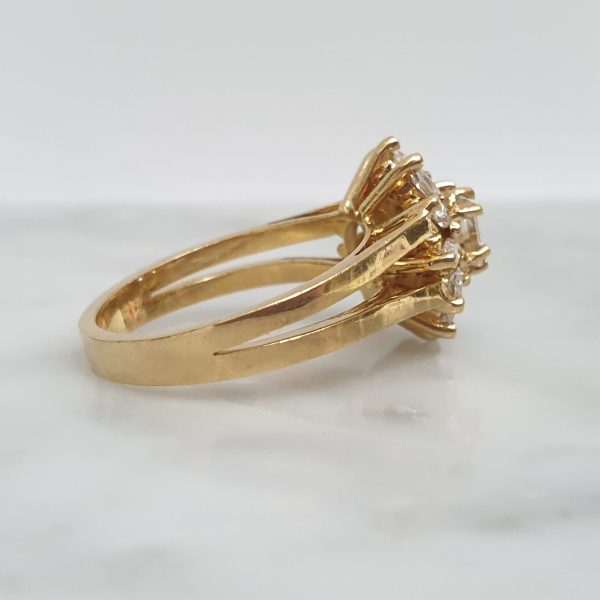 Vintage Trap and Marquise Cut Diamond Cluster Ring