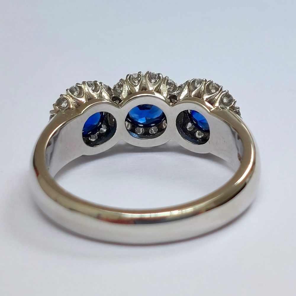 Triple 1.14ct Sapphire and Diamond Cluster Ring