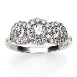 Triple Cluster Diamond Platinum Ring