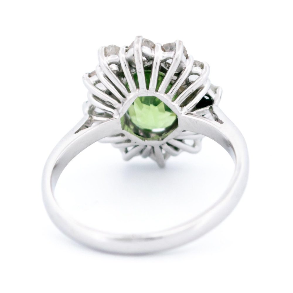 Tsavorite Garnet and Diamond Cluster Ring