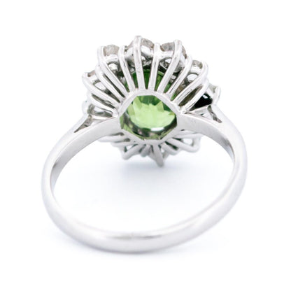 Tsavorite Garnet and Diamond Cluster Ring