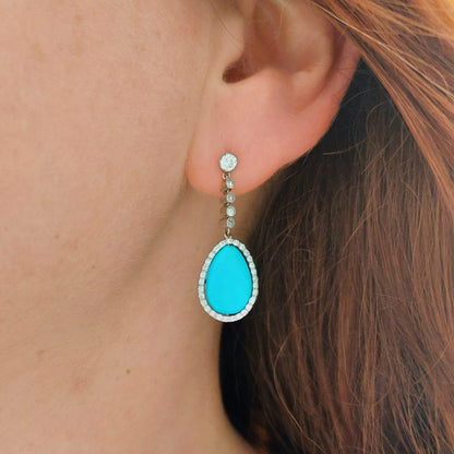 Turquoise and Diamond Drop Earrings