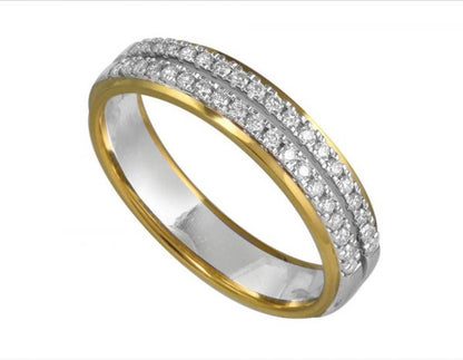 Two Colour 18ct Gold Diamond Set Wedding Ring, 0.23cts