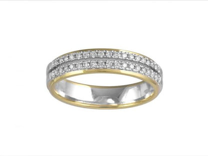 Two Colour 18ct Gold Diamond Set Wedding Ring, 0.23cts